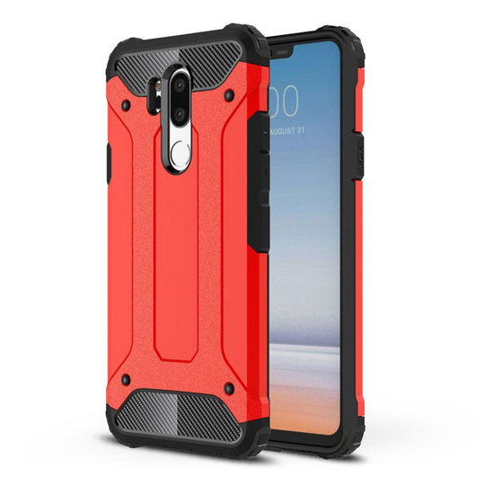 LG G7 ThinQ Heavy Duty Hybriidi TPU ja Muovi Suoja Kuori - Punainen