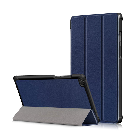 Lenovo Tab E8 kolmio taivutettava hybriidi muovinen suojakuori synteetti nahalla - Tumman Sininen