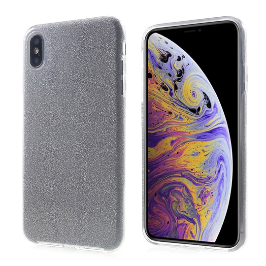 iPhone Xs Max silikooni muovinen vedenkestävä kimalteleva hybriidi suojakuori - Hopea