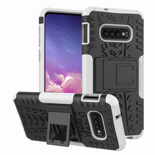 Samsung Galaxy S10e hieno rengaskuvioitu hybridi suojakotelo - Valkoinen