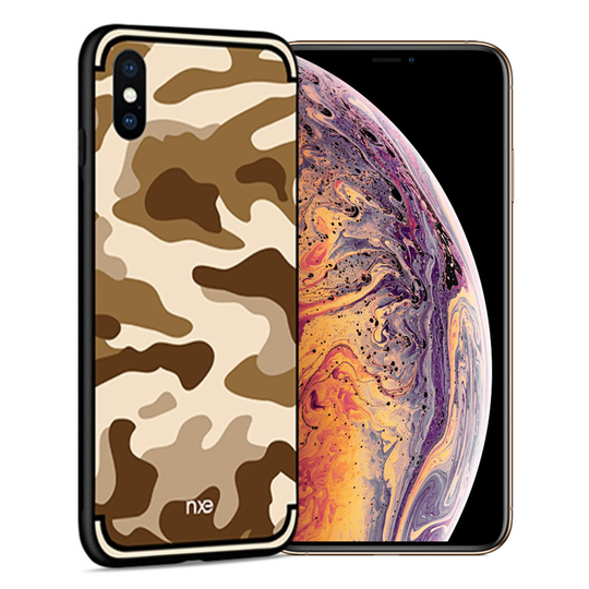 iPhone Xs Max NXE kamo pinta kuviollinen hybriidi muovinen takasuoja kuori - Ruskea