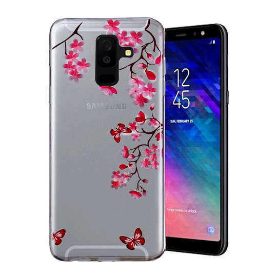 Samsung Galaxy A6 Plus TPU Muovi KuvallinenTakasupja Kuori - Kukat ja Perhoset