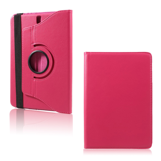 Samsung Galaxy Tab S3 (9.7") Litsi Pintainen Nahkakotelo Standillä - Kuuma Pinkki