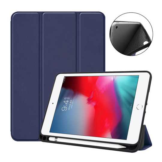 iPad Mini (2019) tri-fold nahkainen suojakotelo - Tumma Violetti