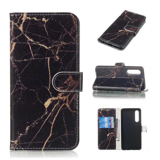 Huawei P30 pattern leather case - Black Marble