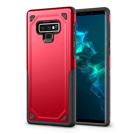 Samsung Galaxy Note9 Kilpi Hybriidi Karu Pinnoitettu Muovi Ja Silikooni Takasuoja kuori - Punainen
