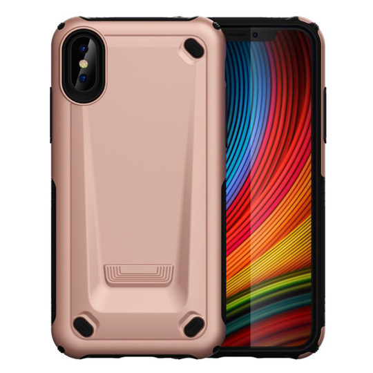 iPhone XS sporttinen hybriidi muovinen takasuoja kuori - Ruusu Kulta