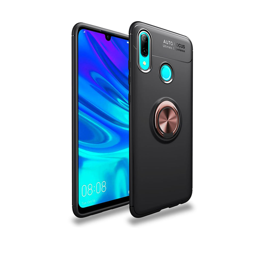 Huawei P Smart 2019 takatuki suojakotelo metalli rengaspidike - Musta / Punakulta