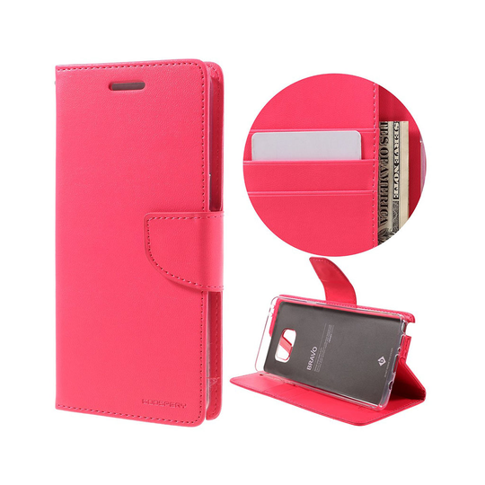 Mercury Goospery Samsung Galaxy Note7 Keinonahka Kotelo - Kuuma Pinkki