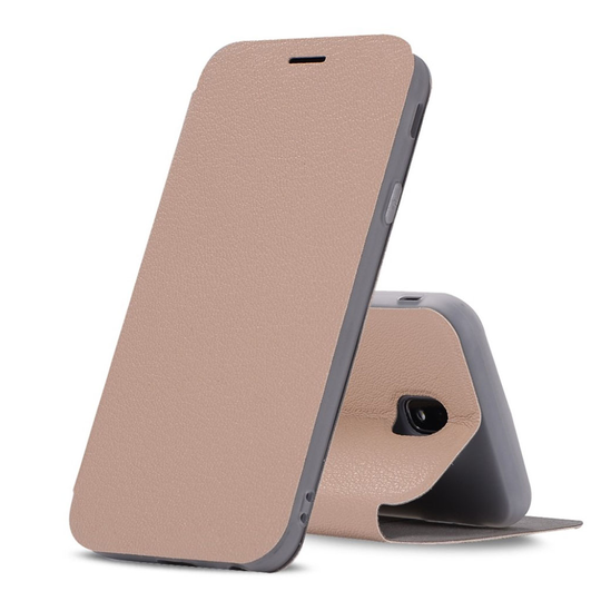 Samsung Galaxy J3 (2017) litsitekstuurinen nahkakotelo - Kulta