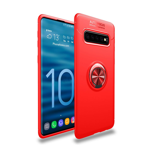 Samsung Galaxy S10 metalli rengaspidike takatuki suojakotelo - Punainen