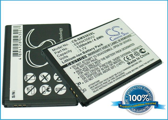 Samsung Ace Cooper Galaxy Ace Galaxy Gio Galaxy Pro GT-B7510 GT-S5660 GT-S5830 GT-S5830T GT-S5830T Galaxy S Mini SCH-i579 yhteensopiva akku 1350 mAh