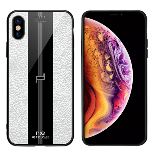 NXE LELCA iPhone XS tuntuinen kuvioinen suojakotelo - Valkoinen