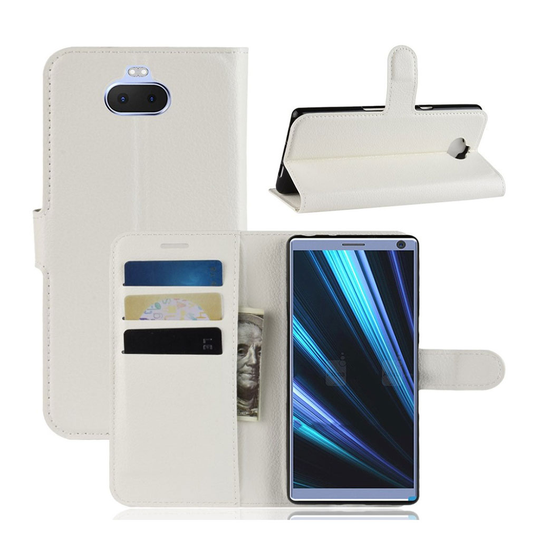 Sony Xperia 10 litchi leather case - White