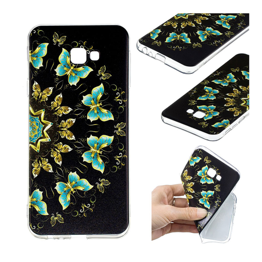 Samsung Galaxy J4 Plus (2018) silikooni muovinen pehmeä kuviollinen takasuoja kuori - Värikkäät Perhoset