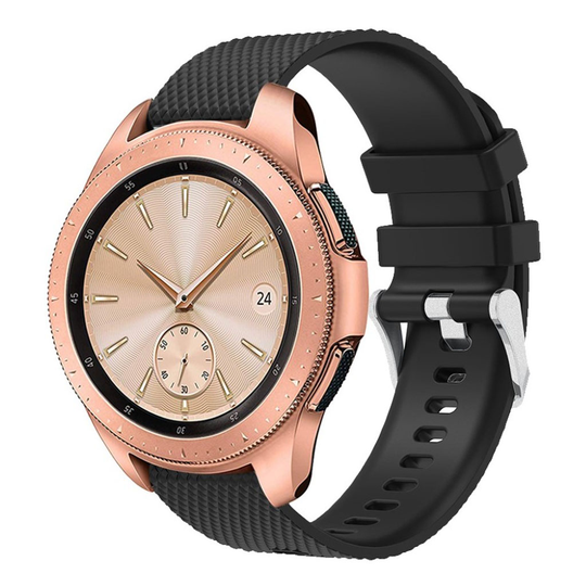 Samsung Galaxy Watch (42mm) kellolle silikooni muovinen vaihdettava ranneke - Musta