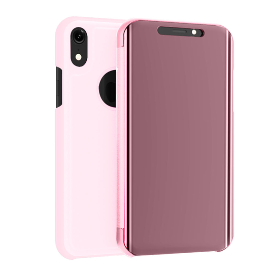 iPhone Xs Max Elektrolyyttinen Peili Suojakuori Missä Synteetti Nahkainen Takaosa - Ruusu Kulta