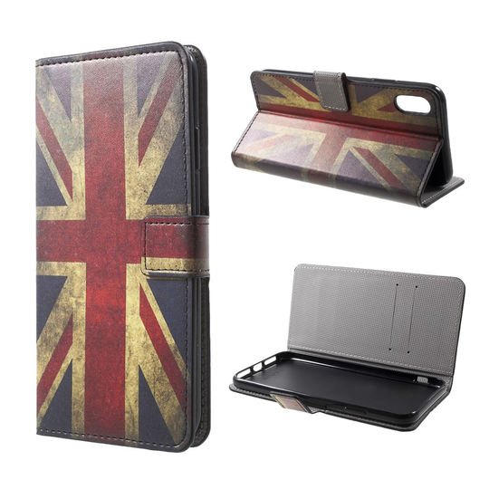 iPhone Xr Synteetti nahkainen Kuviollinen Lomapkko Suojakotelo - Retro UK Lippu