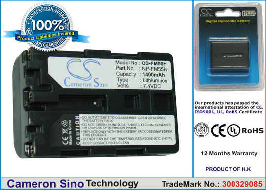 Sony NP-FM55H yhteensopiva akku 1400 mAh