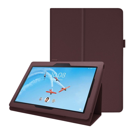 Lenovo Tab E10 litsi nahkainen suojakotelo - Kahvi