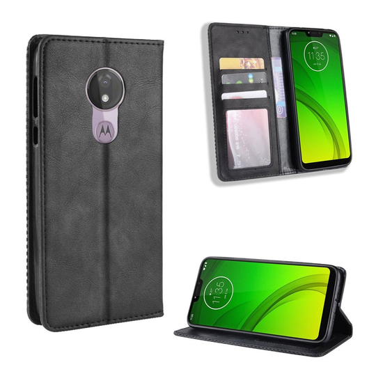 Motorola Moto G7 Power vintage leather case - Black