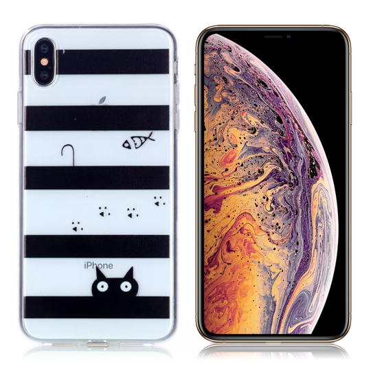 iPhone 9 Plus Kuviollinen Pehmeä ja Joustava Muovinen Takasuoja Kuori - Kissa Ja Raidat