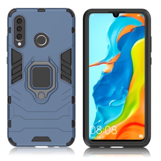 Huawei P30 Lite rengaspidike hybridi suojakotelo - Tummansininen