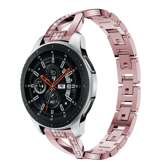 Samsung Galaxy Watch (46mm) X-muotoiltu ketju vaihdettava kellon ranneke metallista missä tekojalokivet - Pinkki