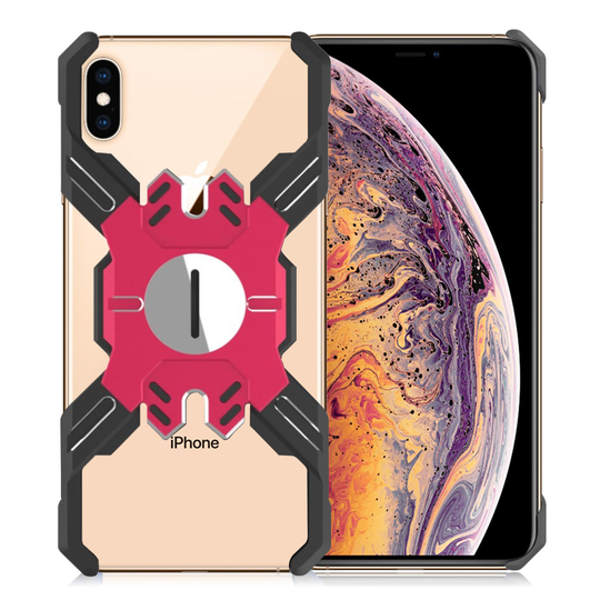 iPhone Xs Max Heroes sarjan X-kuviollinen metalli hybriidi takasuoja kuori - Punainen/ Musta