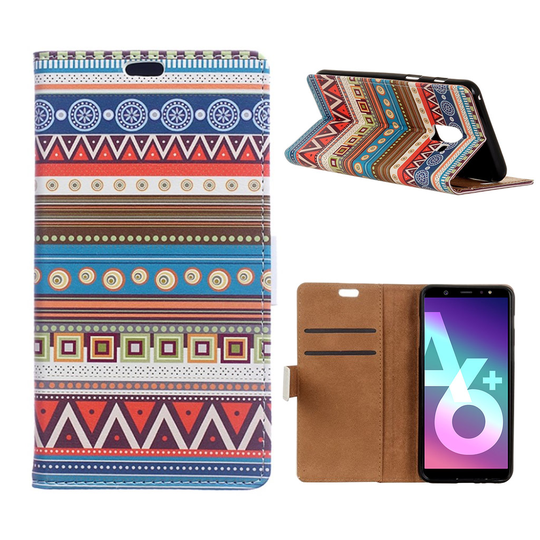 Samsung Galaxy A6 Plus Kuvio Nahka Lopmakko Kuori - Heimo raita Kuvio