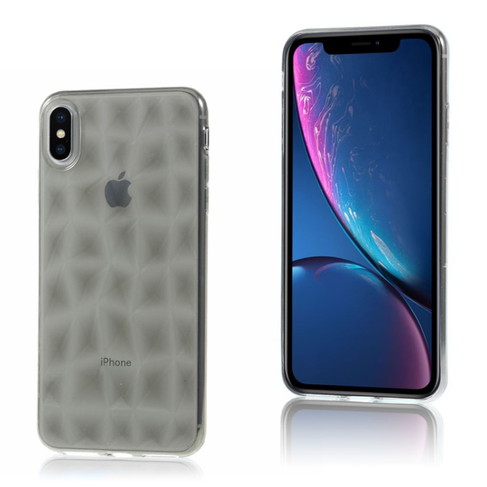 iPhone Xs Max 3D timantti rakenne pintainen silikooni muovinen suojakuori - Harmaa