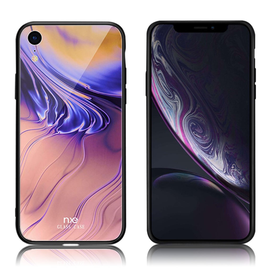 iPhone Xr NXE lasi ja muovi hybriidi suojakuori kuviolla - Tyyli A