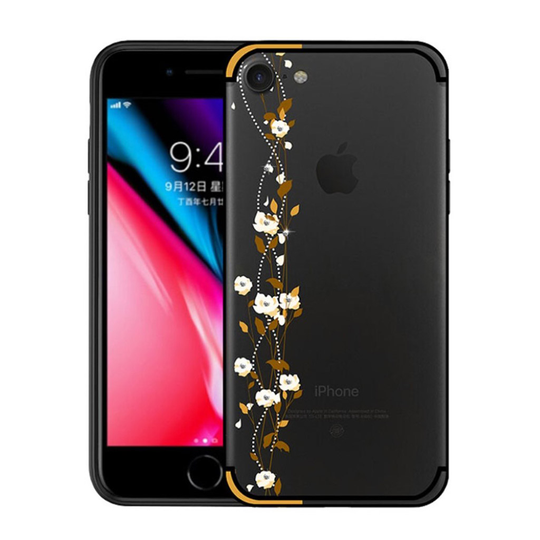 NXE iPhone 7 ja 8 kirsikankukkakuvioitu suojakuori - Keltainen