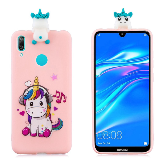Huawei Y7 2019 3D Cute doll case - Unicorn Enjoying Music