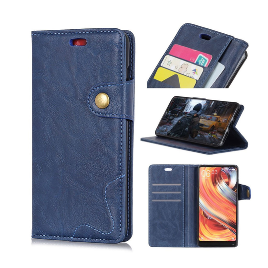 Crazy Horse Samsung Galaxy S10 Plus S-shape nahkainen flip Suojakotelo - Sininen