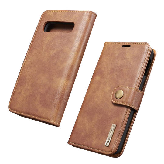 DG.MING Samsung Galaxy S10 Plus 2-in-1 haljasnahkainen suojakotelo - Ruskea