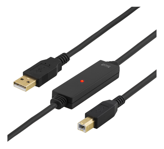 PRIME USB 2.0 Kaapeli Tyyppi A Uros - Tyyppi B Uros, Aktiivinen, 10m, Musta