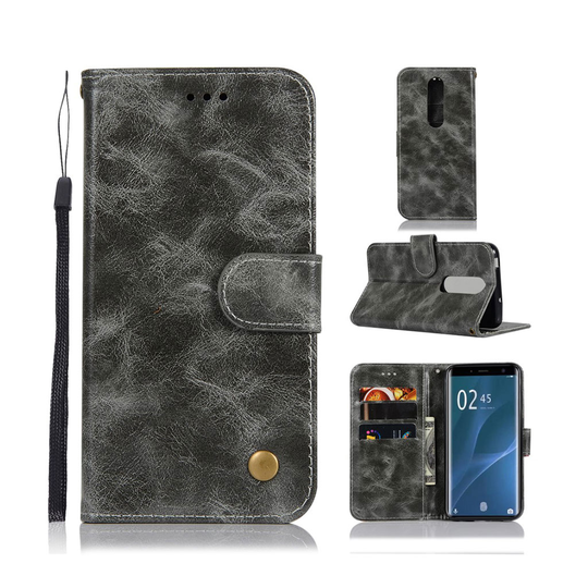 Sony Xperia XZ4 premium vintage nahkainen flip suojakotelo - Harmaa