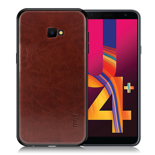 Samsung Galaxy J4 Plus (2018) MOFI synteetti nahka pinnoitettu hybriidi muovinen takasuoja kuori - Kahvi