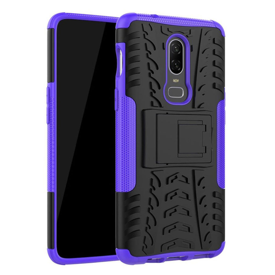 Oneplus 6 Karu Muovi ja TPU Takasuoja Kuori missä Jalkatuki - Violetti