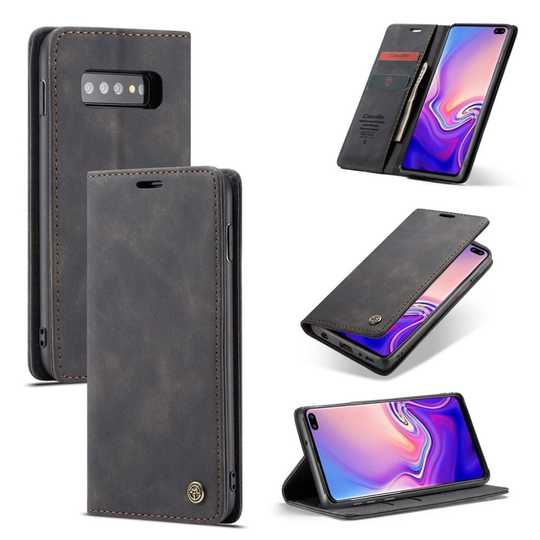 suojakoteloME Samsung Galaxy S10 auto-absorbed nahkainen flip suojakotelo - Musta