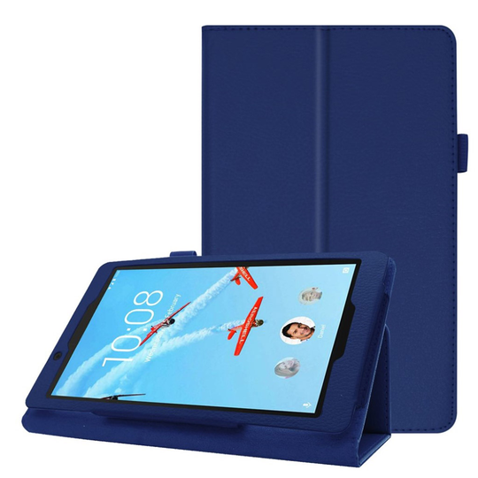 Lenovo Tab E8 litchi leather case - Dark Blue