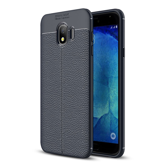 Samsung Galaxy J4 (2018) litsi tuntuinen pehmeä suojakotelo - Tummansininen
