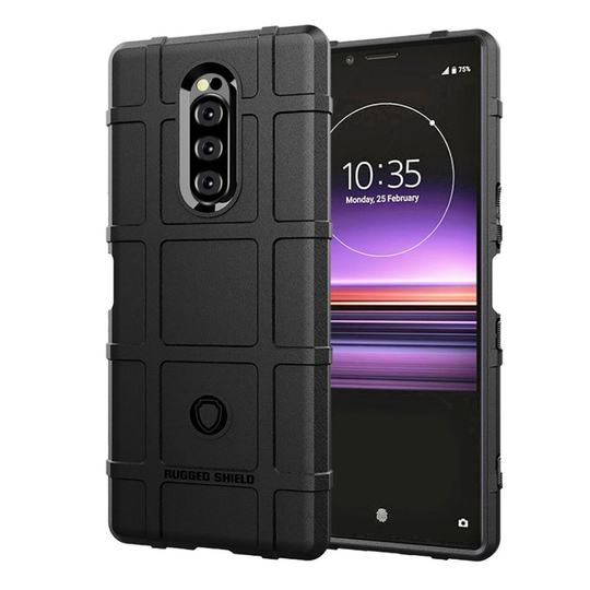 Sony Xperia 1 square grid suojakotelo - Musta