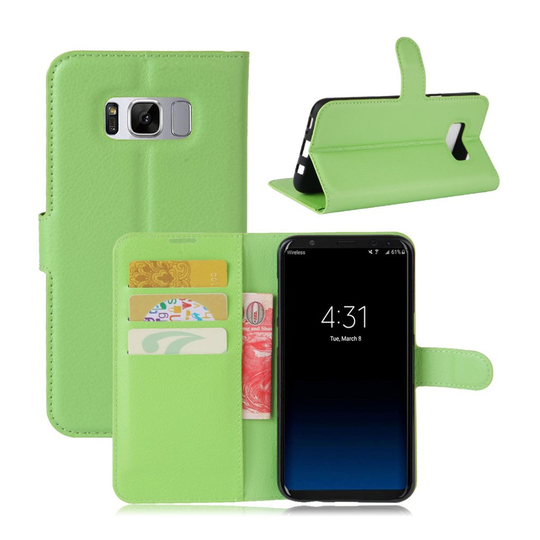 Samsung Galaxy S8 Litsi Kuvioinen Magneetti Nahkakotelo - Vihreä