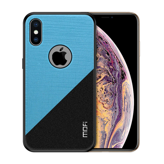 iPhone XS MOFI hybriidi muovinen pyyhe kangas pinnoitettu suojakuori - Sininen