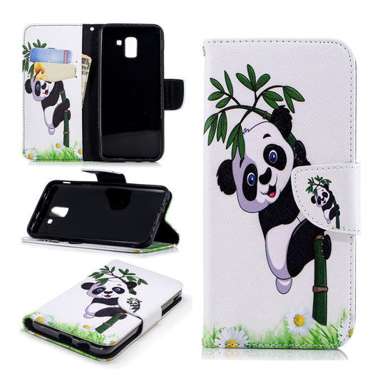 Samsung Galaxy J6 PU Nahka Kuvallinen Lompakko Suoja Kotelo - Bamboo Panda