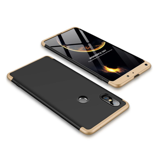 Xiaomi Mi MIX 2S matta pintainen 3 palainen kova muovinen ohut takasuoja kuori - Musta/ Kulta