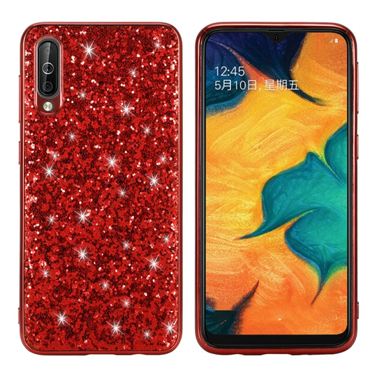 Glitter Samsung Galaxy A50 kuoret - Punainen