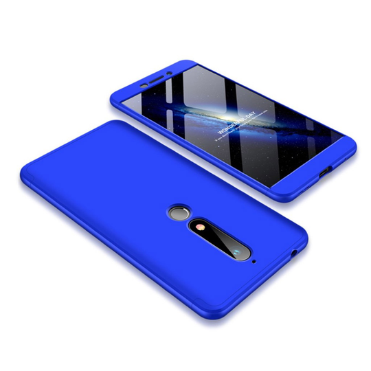 Nokia 6 (2018) GKK 3-pala Matta Kova Muovi Takaosa Suoja - Sininen
